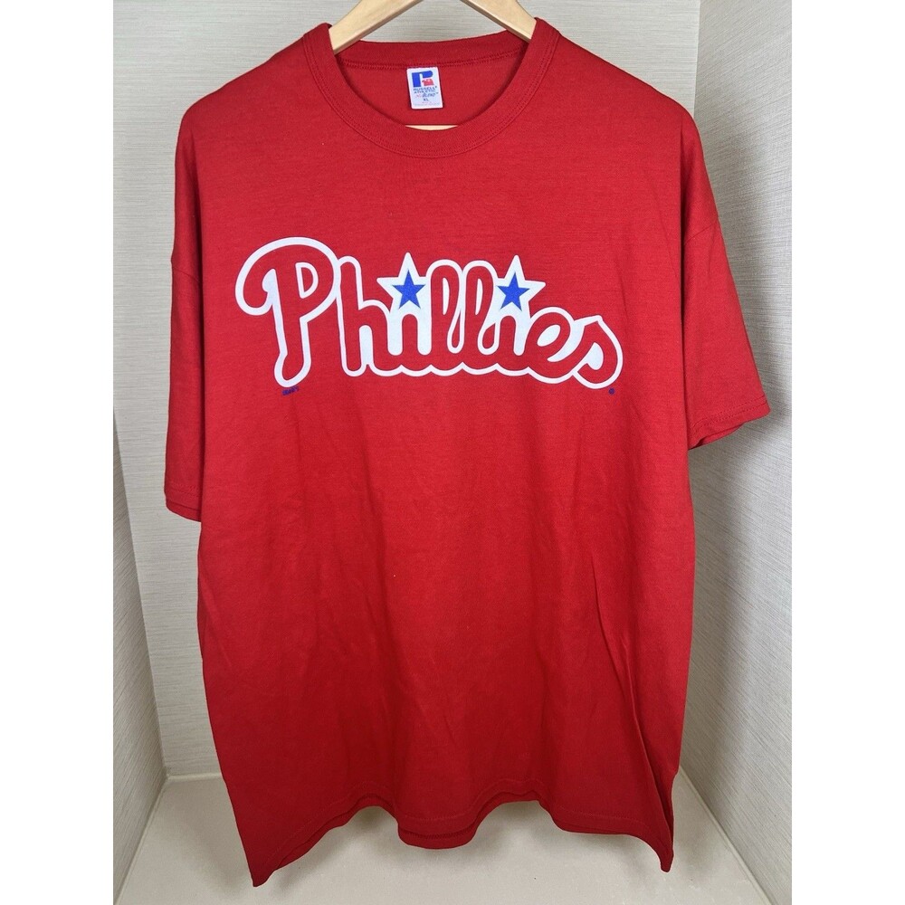 Vintage 2000 Russell Athletic Philadelphia Phillies MLB T Shirt Size XL Red